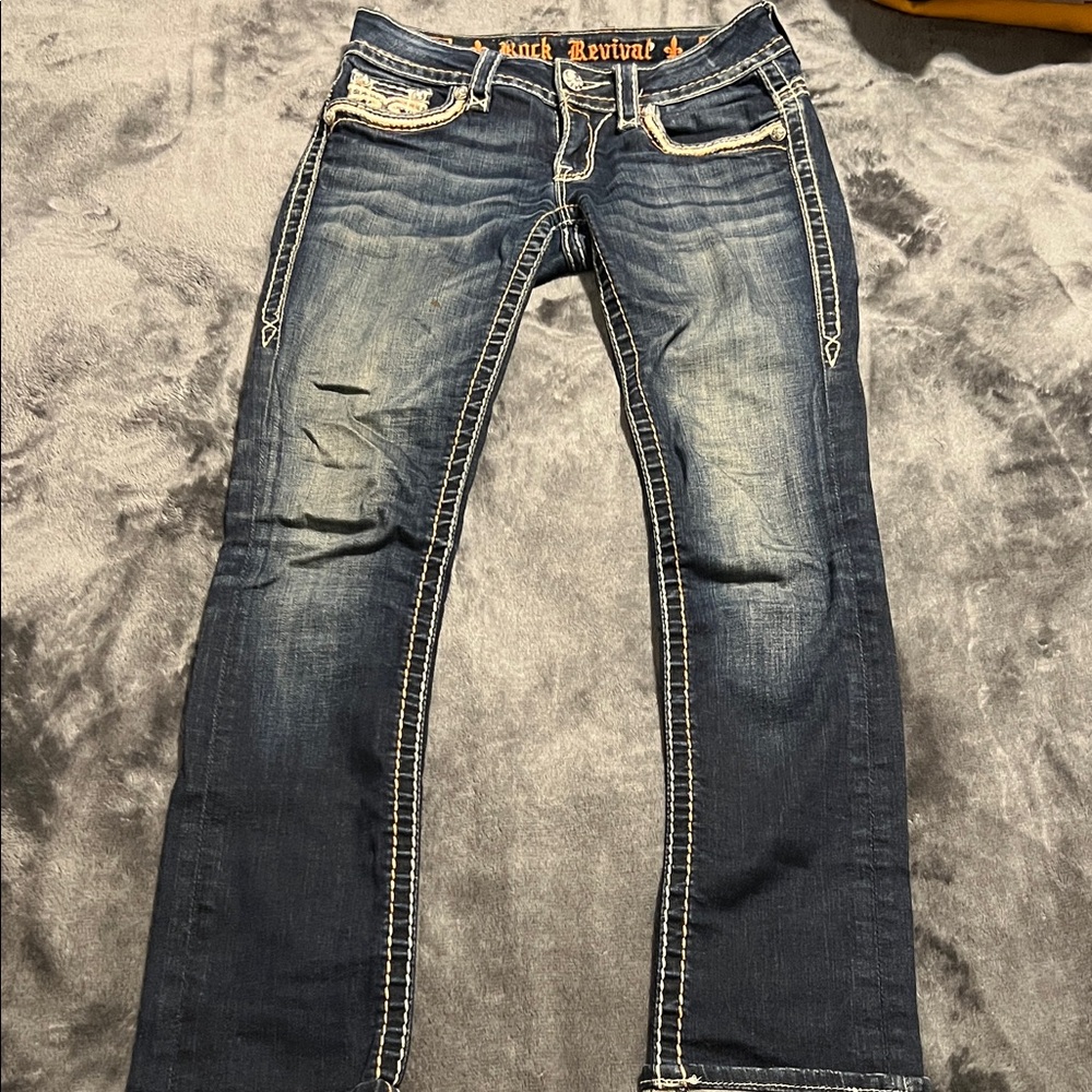 Rock Revival Dark Blue Denim with White Stitching